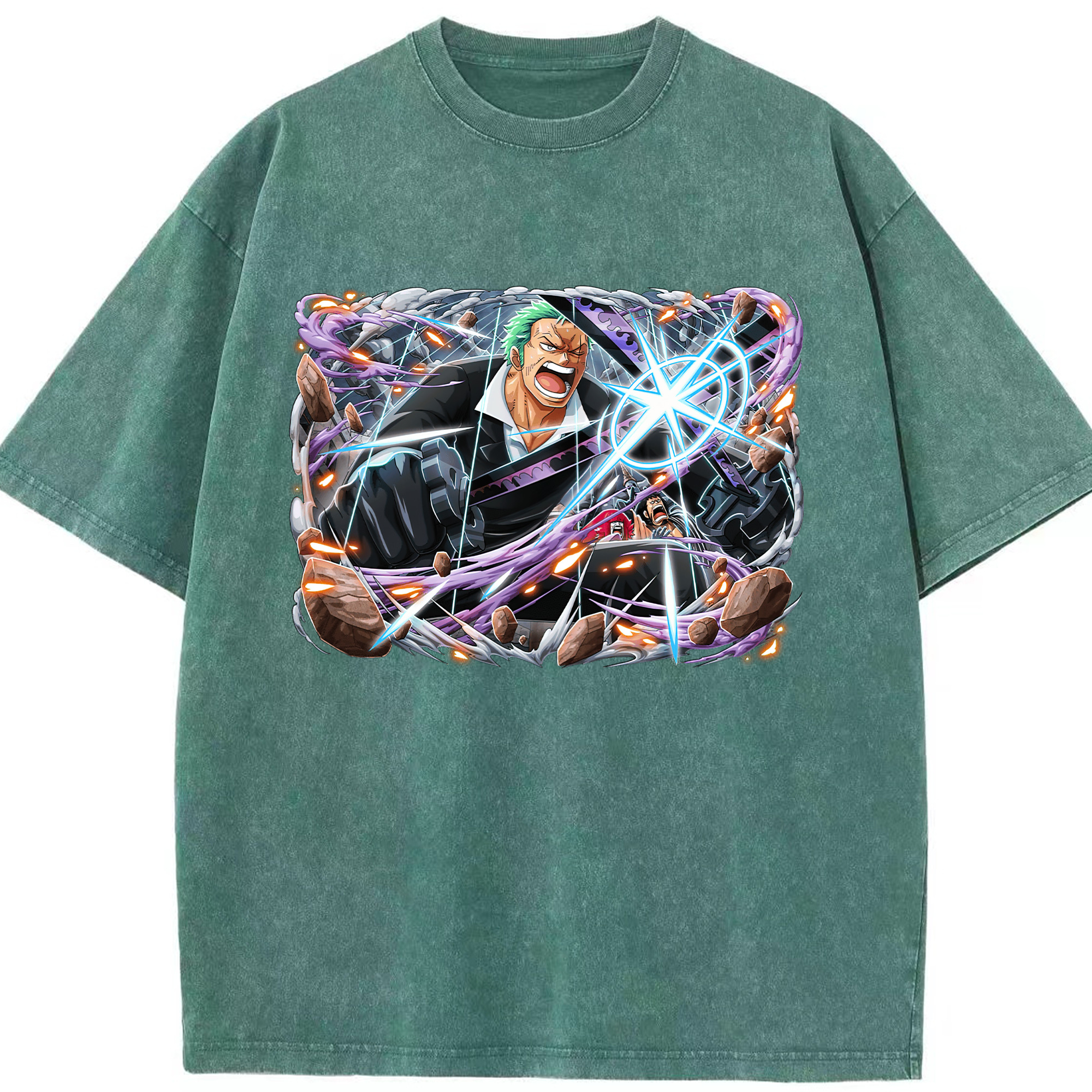 ワンピース ロロノア・ゾロ ONE PIECE Roronoa Zoro 綿100% ヴィンテージ風 半袖Tシャツ（フロントプリント）